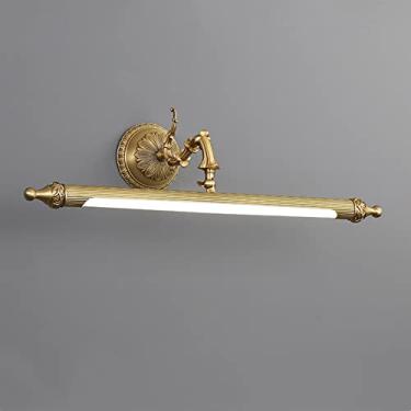 Imagem de SEEAIRSHOP Luminária de latão antigo para banheiro, iluminação tradicional, luz de parede de banheiro, faixa longa, vintage, arandela, estante de livros, luzes douradas - 56 cm, escurecimento de