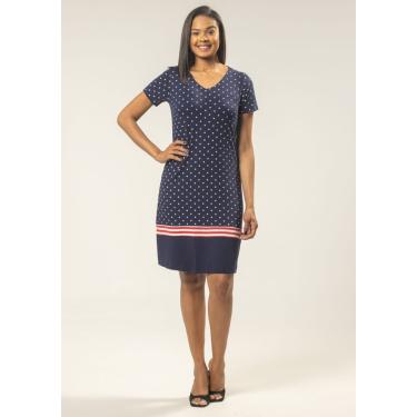 Imagem de Vestido Poá Pau a Pique Manga Curta Azul Marinho