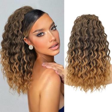 Imagem de Extensão de rabo de cavalo Isaic Wavy Curly 40 cm Ombre Castanho Claro