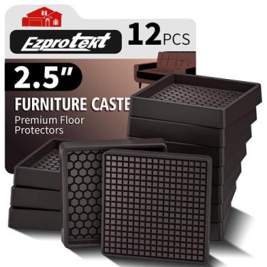 Imagem de Copos de rodízio para móveis Ezprotekt 6,5 cm, antiderrapantes, 12 uni