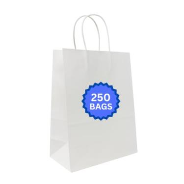 Imagem de Sacos de papel branco - 25,4 cm x 12,7 cm x 33 cm - 250 sacos - Base de peso de 27,2 kg (forte de 90 g/m2)