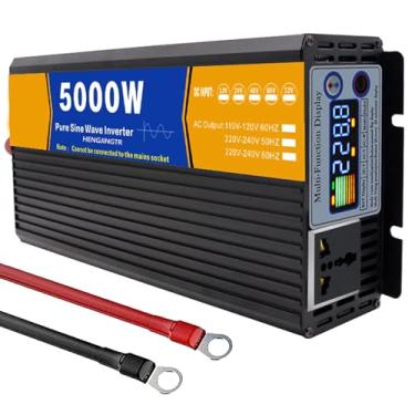 Imagem de HENGJINGTR Inversor de energia portátil de 2500 watts 12V-72V DC para 110V/220V AC Conversor de energia de pico de potência 5000W Inversor de carro com display LCD,48v to 220v
