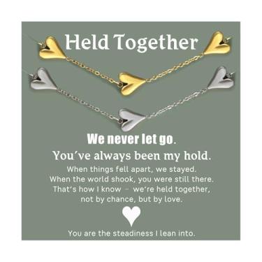 Imagem de SHAMTEM BFF Colar de coração da amizade para colar combinando com laço de coração banhado a ouro 2,18 K, delicado e minúsculo coração, joias para casais de irmãs, Large, Metal, Sem Pedra Preciosa