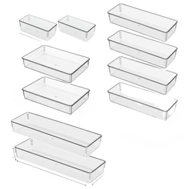 Imagem de Kit Organizador De AcríLico Multiuso EmpilháVel - Para Gavetas, Geladeira, Talheres E Maquiagem(Kit 16)