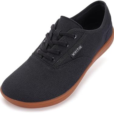 Imagem de WHITIN Masculino Tênis de Lona Largo Descalço para Homens Caixa de Dedo Do Pé Minimalista Zero Gota Sola Sapatos Mínimo Largura Extra Ajuste Tamanho 13 13W Plana Cinza Goma 47