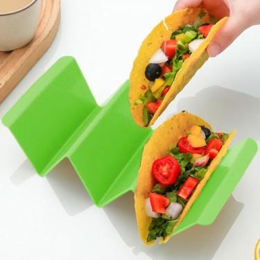 Imagem de 1 suporte de taco, suporte de taco para 3 tacos, seguro para lava-louças e micro-ondas, verde