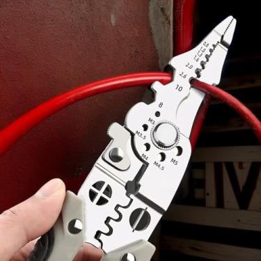 Imagem de Ferramenta multifuncional de descascador e cortador de fios para eletricistas, alicate de corte e decapagem de fios de nível industrial para trabalho elétrico