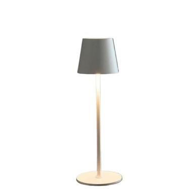 Imagem de Luminária Abajur Mesa Led Touch Dimerizável S/Fio Recarregável Base Redonda(BRANCO)