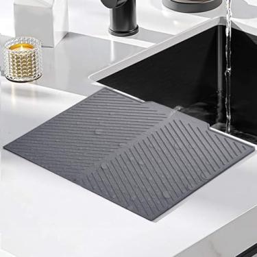 Imagem de Tapete de secagem de pratos balcão de cozinha de silicone resistente ao calor antiderrapante dobrável escorredor de pratos almofada antiderrapante e de isolamento térmico