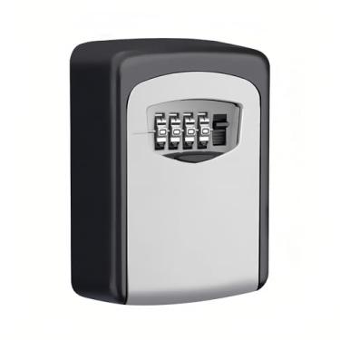 Imagem de Caixa de armazenamento portátil de chaves, caixa de bloqueio de chave de segurança para montagem na parede com 5 chaves, combinação de 4 dígitos ocultadores de chave à prova d'água para cartão de identificação Chave de carro especial