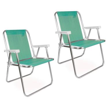 Imagem de Kit 2 Cadeira de Praia Alta Sannet Alumínio Mor Anis