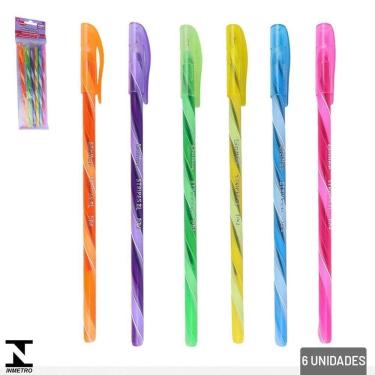 Imagem de Caneta Esferográfica 6 Pçs 0.7mm Stripes Bright - Tudo em Caixa