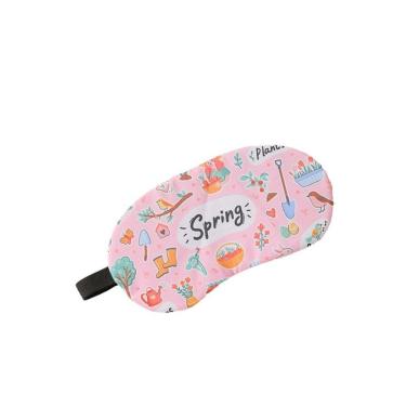 Imagem de Máscara de olhos com tema de primavera, desenho animado, planta e pássaro para dormir