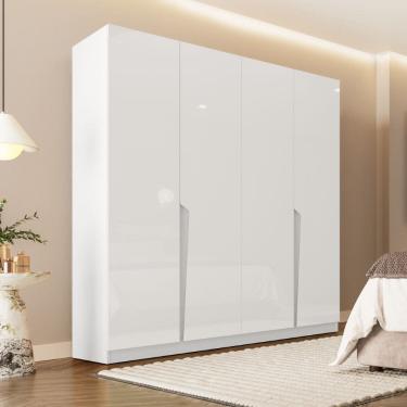 Imagem de Guarda Roupa Roupeiro 4 Portas 4 Gavetas Porto Branco Politorno Móveis