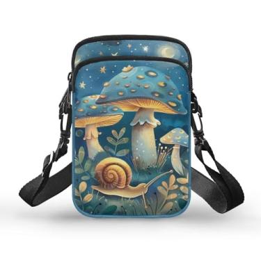 Imagem de Flashideas Bolsas transversais femininas para celular, bolsa de ombro, organizador de armazenamento para bolsa, bolsa de peito para viagens, Cogumelo azul, One Size
