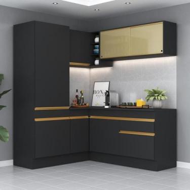 Imagem de Cozinha Completa De Canto Mp2088 Com Armário E Balcão Preta Multimóvei