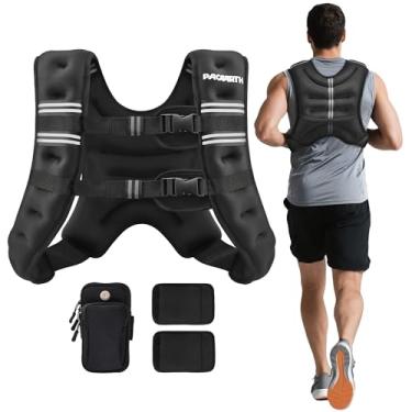 Imagem de PACEARTH Colete pesado, 2,7 kg/5,4 kg/7,3 kg/9,1 kg/11,3 kg/13,6 kg colete com faixa refletiva, coletes de peso corporal ajustáveis para homens, mulheres, treino de força, corrida, caminhada, corrida