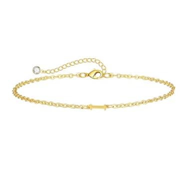 Imagem de Kyerlyn Pulseira com inicial para mulheres, pulseiras ajustáveis com alfabeto A-Z, minúsculas, banhado a ouro 14 K, pulseiras delicadas para meninas, boa sorte, significado, moda, joias para o dia a