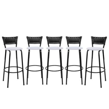 Imagem de Conjunto Premium Cadeiras Banquetas Bancos Gourmet Bistrô Americana Bancada Bar 5 Unidades - Itagold (Branco)