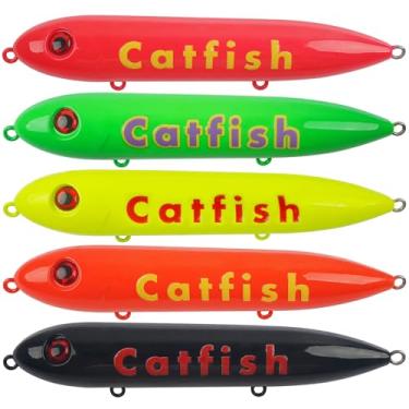 Imagem de Isca flutuante de linha de chocalho de peixe-gato para pesca-gato, dragão demoníaco, boias de chocalho assustador para equipamento de pesca de gato Santee Rig (C-5 peças - 14 cm (multicoloridas))