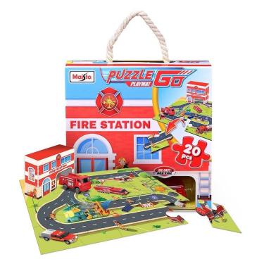 Imagem de Carrinho Maisto Playmat Bombeiro Quebra-Cabeça Com Carrinho 12680