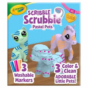 Imagem de Crayola Scribble Scrubbie Pastel Pets (3 ct), brinquedo de cuidados para crianças, estatueta de animal lavável, presente infantil, brinquedos para meninas e meninos, 3+