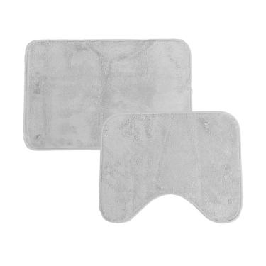 Imagem de Jogo De Tapetes 2 Pçs Comfort Cinza 58x38 - 50x40cm - Uzoo Jogo 2 Tapetes Microfibra Comfort 58x38-50x40cm Cinza
