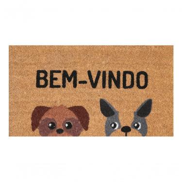 Imagem de Capacho Fibra De Coco Cachorros Marrom E Preto 60x33cm - Uzoo Capacho Fibra De Coco Rt 60x33cm Cachorros Marrom E Preto