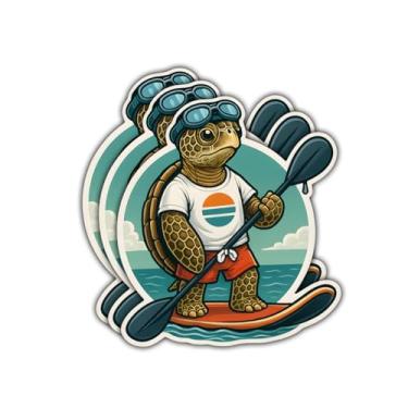 Imagem de (3 peças - 7,6 cm) Adesivos de tartaruga de paddle, decalques de vinil de tartaruga marinha, presentes para surfistas, amantes do oceano, amigos, para laptop, garrafa de água, copo, caderno, carro
