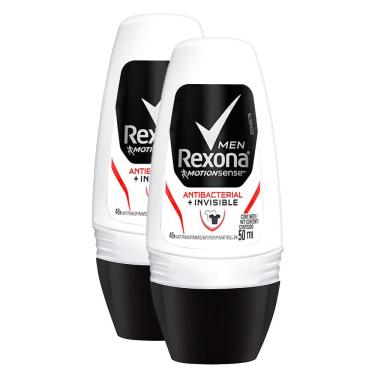 Imagem de Desodorante Antitranspirante Rexona Men Antibacterial + Invisible Roll-on 50ml | Kit com duas unidades