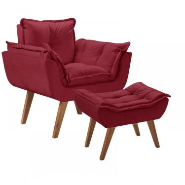 Imagem de Kit Poltrona Opalla Com Puff Moveis D Salla Bordô