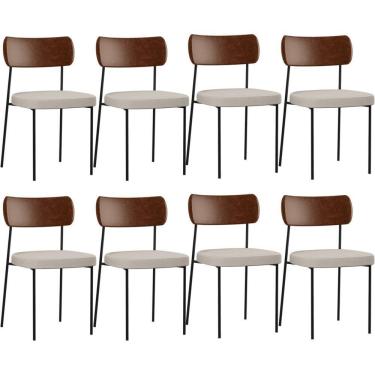 Imagem de Kit 08 Cadeiras Para Sala De Jantar Melina L02 Marrom Cru
