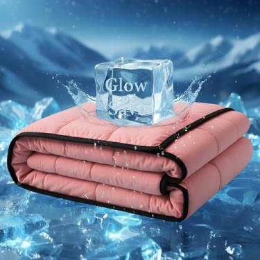 Imagem de Glow and Save Edredom rosa de tamanho duplo para o verão – Leve e respirável 200,7 x 149,9 cm | Edredom macio e legal para cama, sofá, alívio do suor noturno e viagens