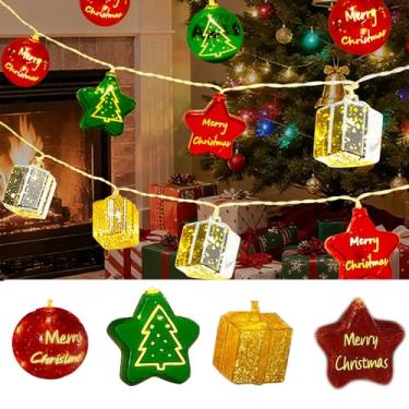 Imagem de Luzes decorativas, 4 m, bateria de 20 LEDs, luz de Natal com temporizador e 8 modos, enfeites de bola de Natal, luzes para árvore de Natal, guirlanda, janela, parede, casa, jardim, decoração interna