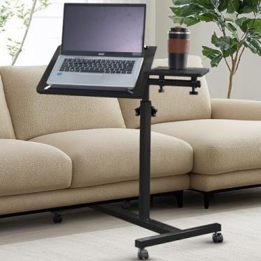 Imagem de Mesa Portatil Ergonomica Notebook Cama Sofa Altura Reguláve Branco com Ajuste de Altura e Rodas Travas,Mesa para Computador Regulagem Altura