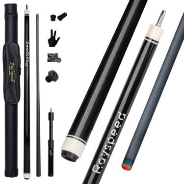 Imagem de Ray speed Taco de sinuca de fibra de carbono 12,5 mm de baixa deflexão tecnologia de carbono para adultos taco de bilhar profissional com junta de pino Uni-loc