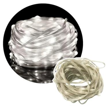 Imagem de Fita LED Decorativa, 20 Metros, 8 Modos de Iluminação, Crystal, USB, 110V, para Decoração de Natal e Festas, com Controlador Embutido (Branco Frio)