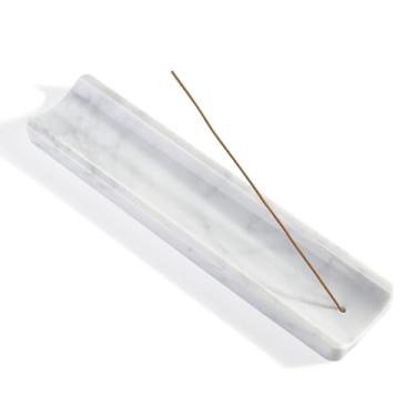 Imagem de Koville Suporte de incenso de mármore, suporte de incenso para varas, suporte de bastões de incenso para apanhador de cinzas para meditação, ioga, spa, queimador de incenso de pedra natural, decoração