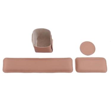Imagem de Kit (4peças) Apoio Mousepad + Apoio Punho De Teclado Home Office+Porta Caneta+Porta Copo(ROSA)