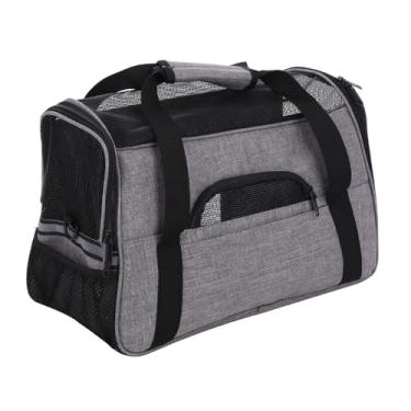 Imagem de Bolsa Transporte Cães E Gatos, Animais de estimação, Impermeável, Dobrável, Alças e Bolsos, Até 6kg (Cinza)