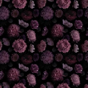 Imagem de Akodm Papel de parede floral escuro peônia descascar e colar papel de contato amigável ao locatário removível gótico à prova d'água autoadesivo vintage vinil banheiro flor negrito papel de parede