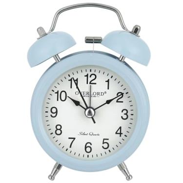 Imagem de Despertador de metal estilo vintage – Mecanismo analógico ultra silencioso, luz noturna de brilho suave e sino clássico