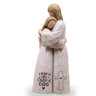 Imagem de Sayouart Jesus abraçando presentes cristãos para mulheres, presentes religiosos para mulheres, presente de batismo para meninas, estatueta esculpida pintada à mão