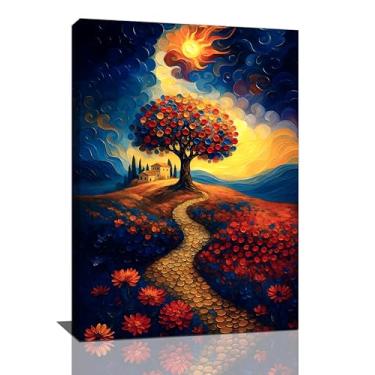 Imagem de Árvore da vida arte de parede árvore fantasia árvore decoração de parede natureza país feild imagens pinturas impressões texturizadas decorações emolduradas para banheiro quarto sala de estar