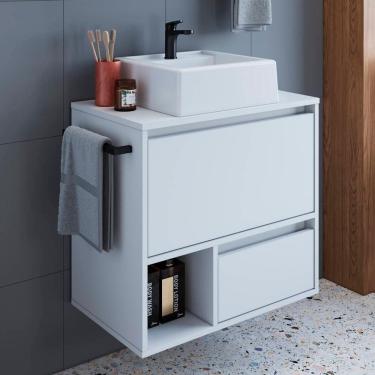 Imagem de Gabinete De Banheiro Com Cuba 01 Porta 60cm Branco Proddy