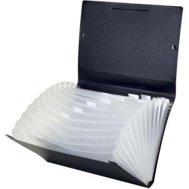 Imagem de Pasta Sanfonada Plástica A4 com 12 Divisões Preta - ACP