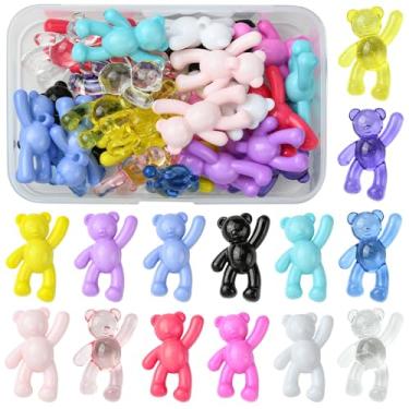 Imagem de MakemadeDIY 28 pingentes de acrílico de urso para colares, 14 cores, lindos pingentes de urso animal para joias, pulseiras, brincos, chaveiro