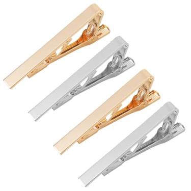 Imagem de 4 peças de prendedor de gravata estilo moderno gravata masculina tom de metal fivela tira simples acessórios práticos prendedor de gravata masculino, adequado para casamento, reunião, namoro uso