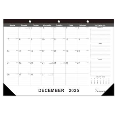 Imagem de TOWWI Calendário de mesa 2025, calendário mensal grande de parede ou mesa para agenda diária, escritório, casa - 42 x 29,5 cm (preto)