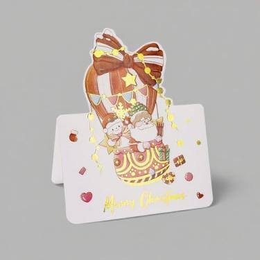 Imagem de 20 peças cartões de Natal convites de saudação presentes de bronze dobráveis carta casa natal festa envelope decoração acessórios (#05-20 peças)